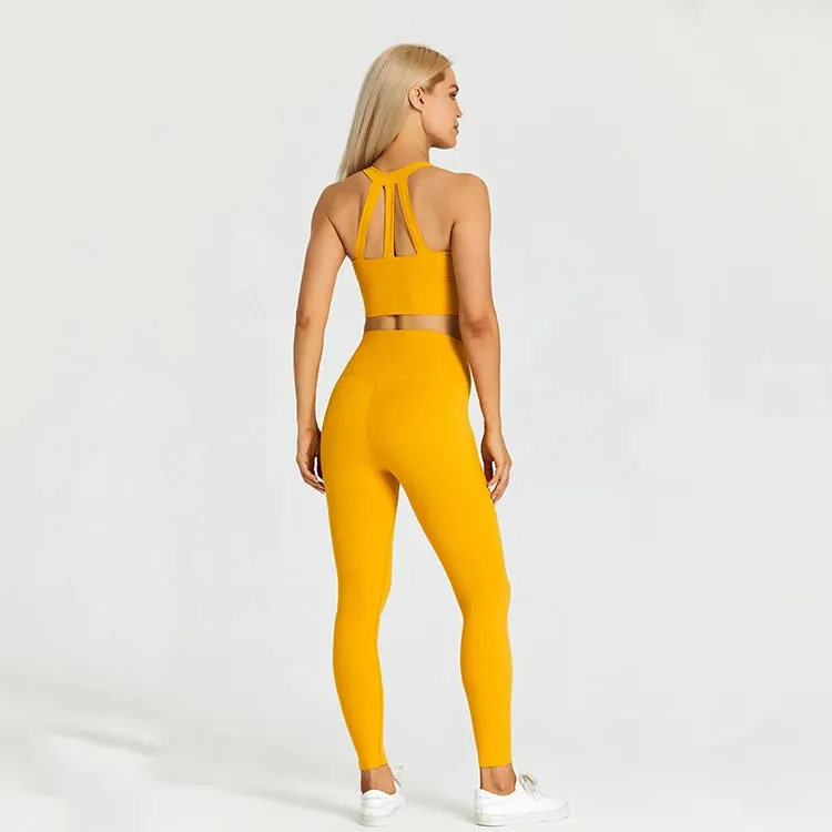 2-Piece Yoga Set for Women - Strappy Sports Bras and High Waist Leggings