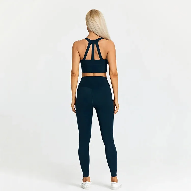 2-Piece Yoga Set for Women - Strappy Sports Bras and High Waist Leggings