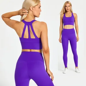 2-Piece Yoga Set for Women - Strappy Sports Bras and High Waist Leggings