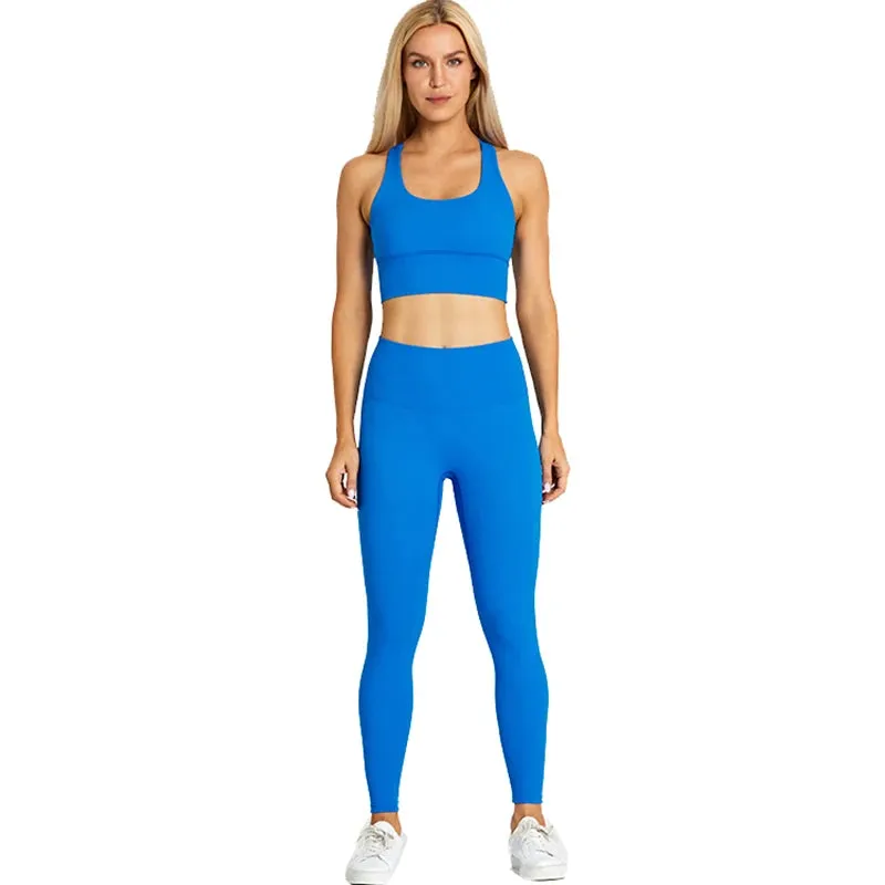2-Piece Yoga Set for Women - Strappy Sports Bras and High Waist Leggings