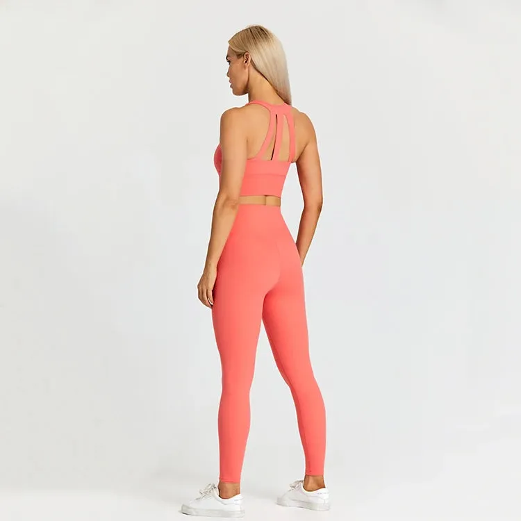 2-Piece Yoga Set for Women - Strappy Sports Bras and High Waist Leggings