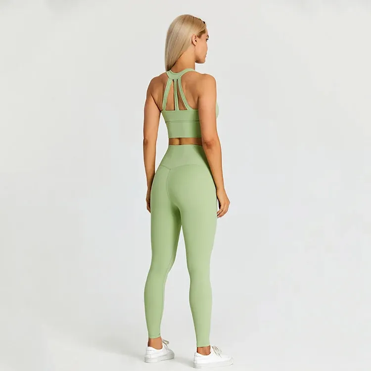 2-Piece Yoga Set for Women - Strappy Sports Bras and High Waist Leggings