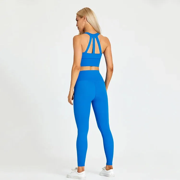 2-Piece Yoga Set for Women - Strappy Sports Bras and High Waist Leggings