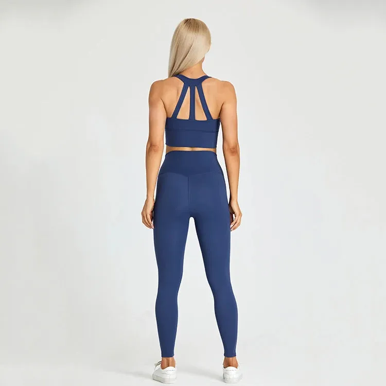 2-Piece Yoga Set for Women - Strappy Sports Bras and High Waist Leggings