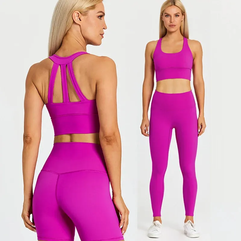 2-Piece Yoga Set for Women - Strappy Sports Bras and High Waist Leggings