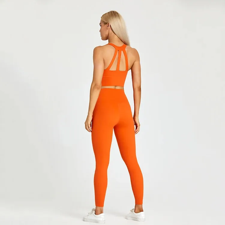 2-Piece Yoga Set for Women - Strappy Sports Bras and High Waist Leggings