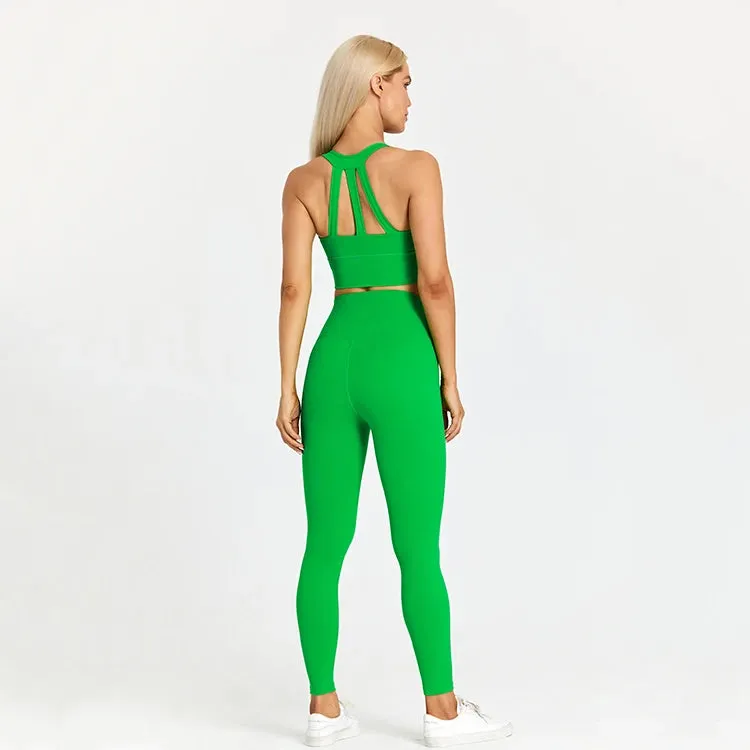 2-Piece Yoga Set for Women - Strappy Sports Bras and High Waist Leggings