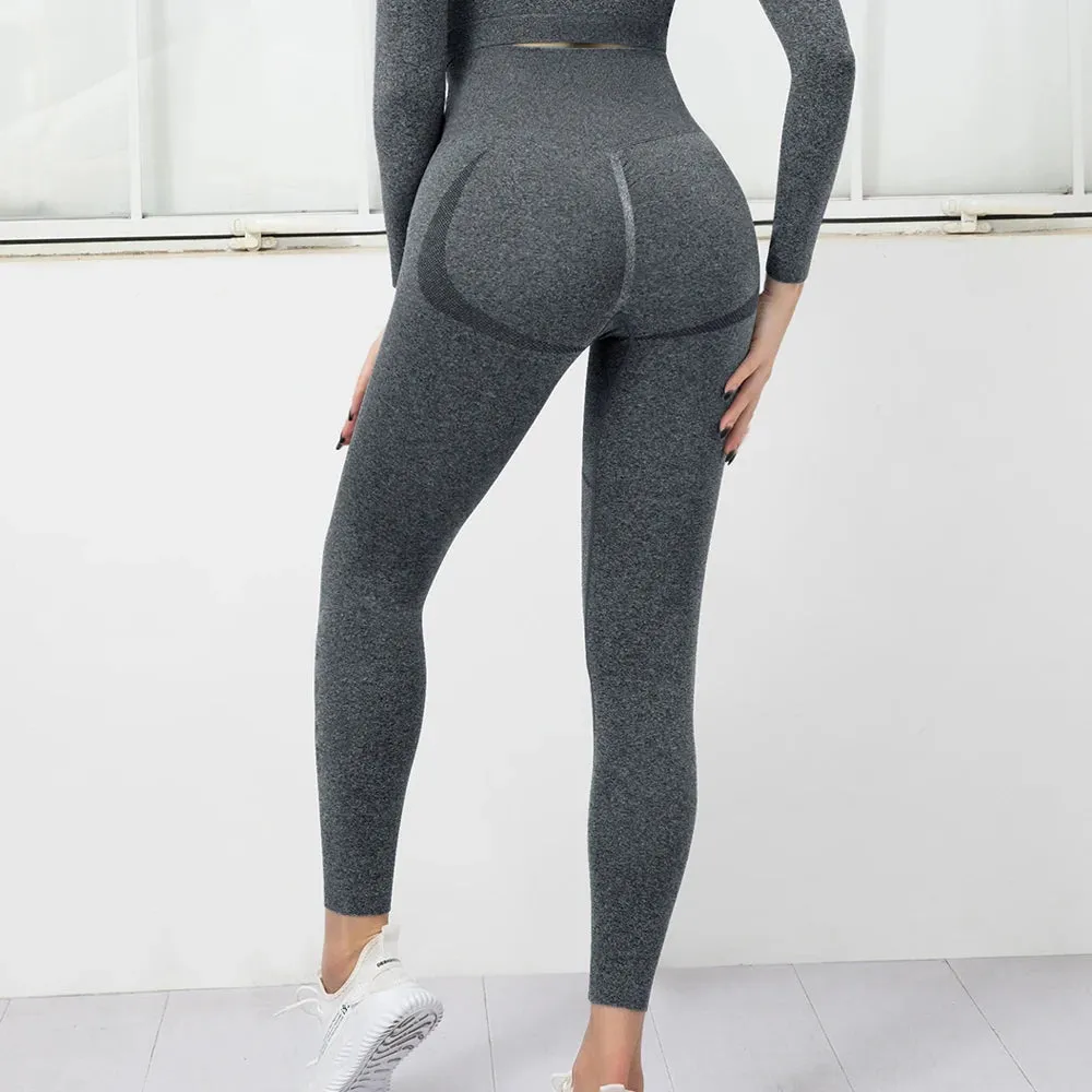 2PCS Seamless Yoga Set for Women - High Waist Running Leggings   Sports Bra
