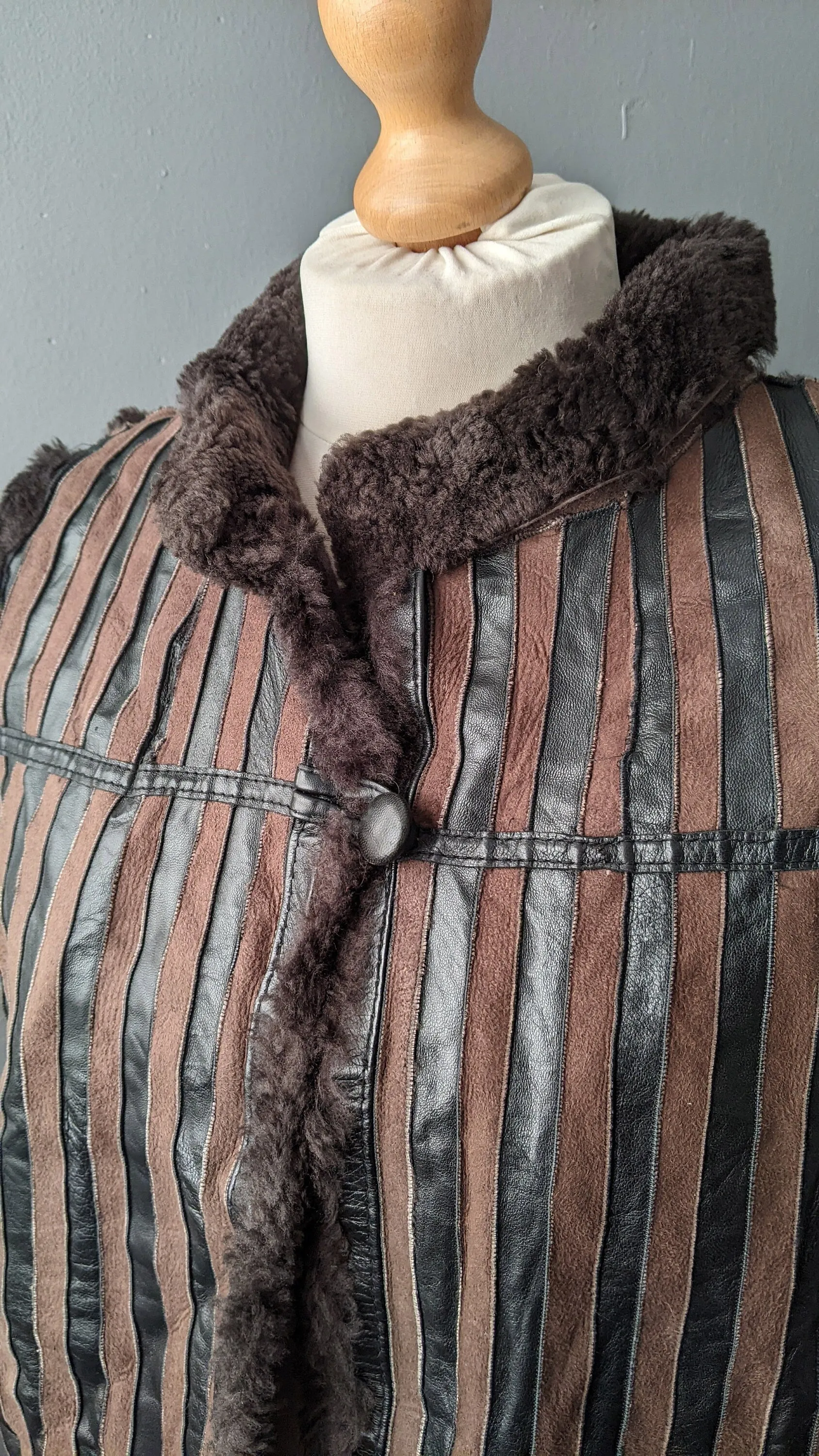 80s Sheepskin Leather Gilet, Tarja Niskanen Bodywarmer, Plus Size Large XL