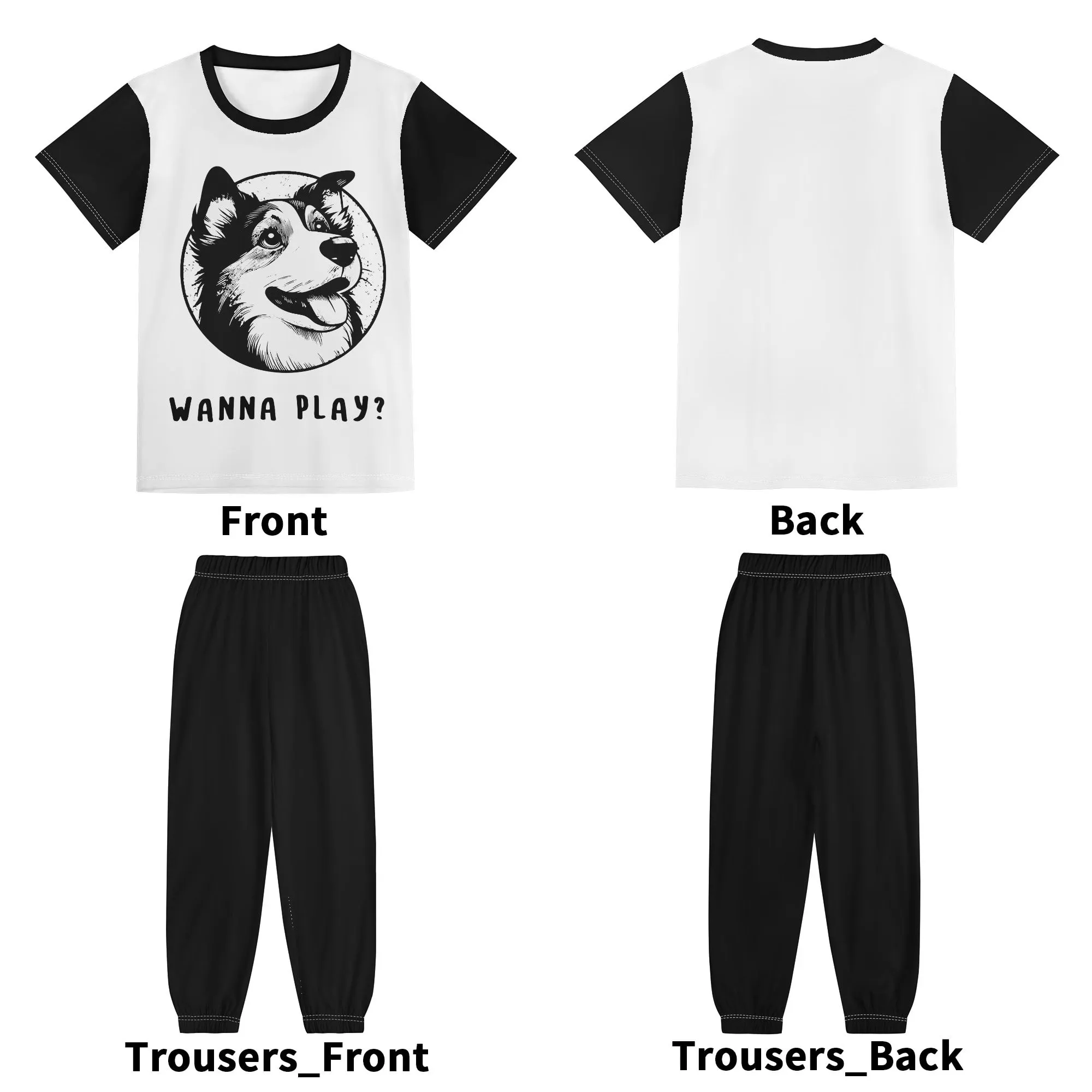 Adorable Graphics Childrens Sleepwear Short Sleeve Shirt and Long Pants Set