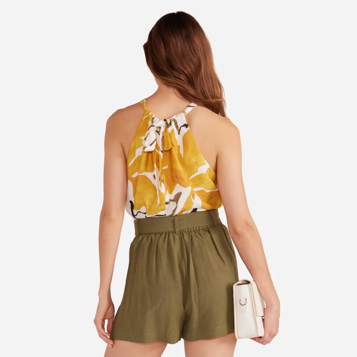 Amara Belted Shorts (Khaki)