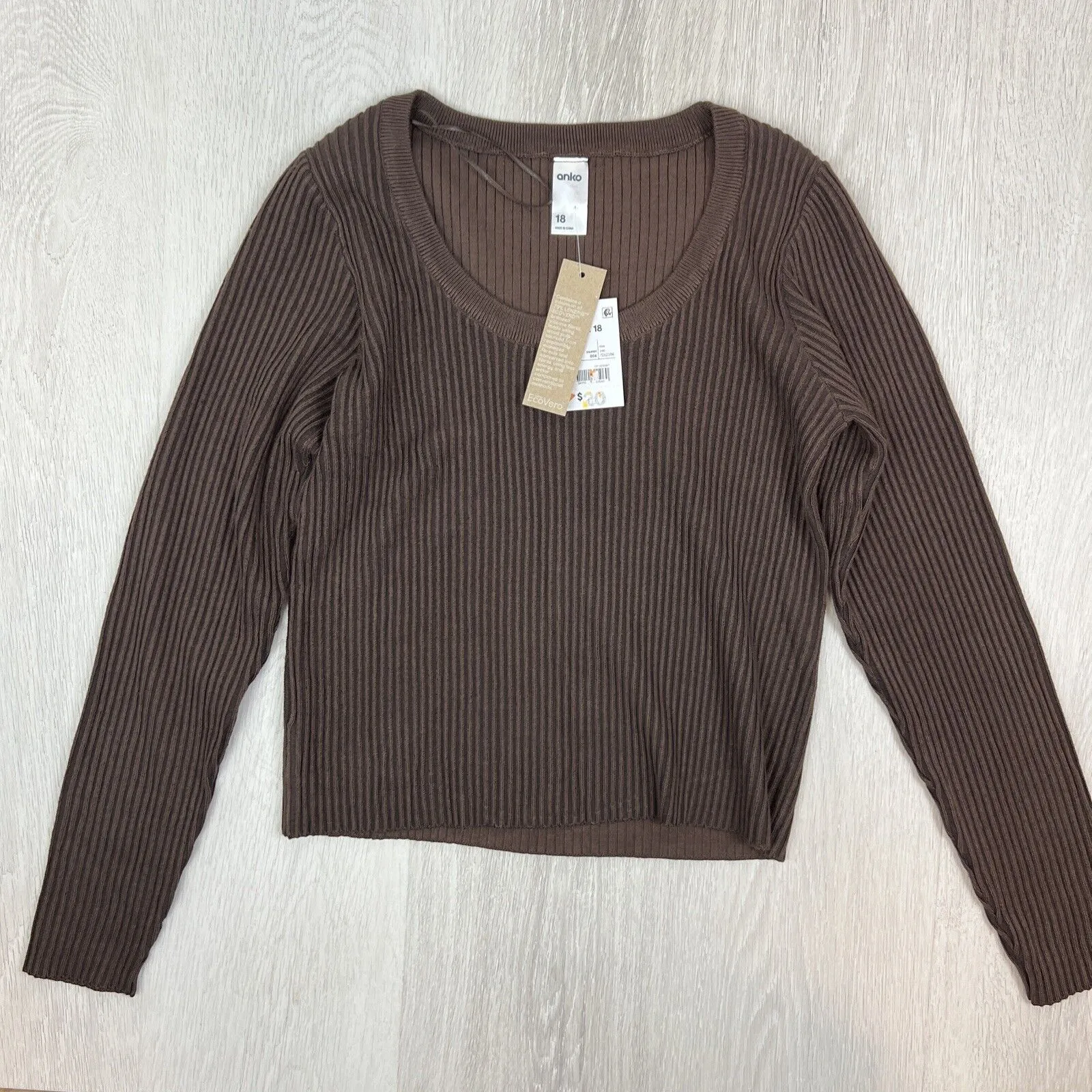 Anko Womens Ribbed Stretch long Sleeve Tops Shirts Size 18 (New - 3 Shirts)