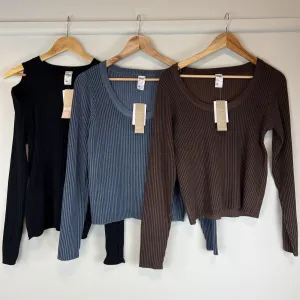 Anko Womens Ribbed Stretch long Sleeve Tops Shirts Size 18 (New - 3 Shirts)