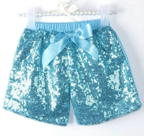 Baby Girls Shorts Golden Sequin Shorts With Bow Summer Children Girls Shiny Short Pants