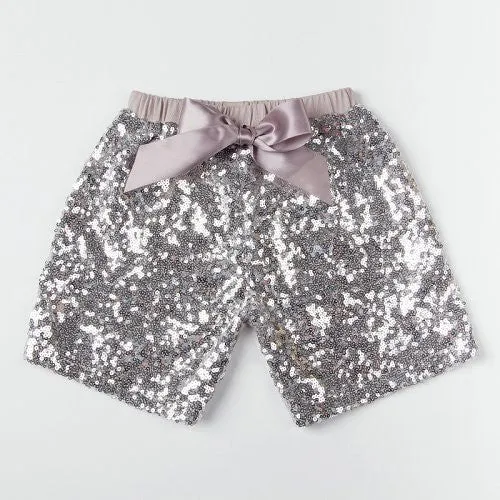Baby Girls Shorts Golden Sequin Shorts With Bow Summer Children Girls Shiny Short Pants