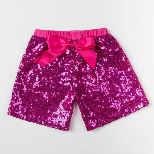 Baby Girls Shorts Golden Sequin Shorts With Bow Summer Children Girls Shiny Short Pants
