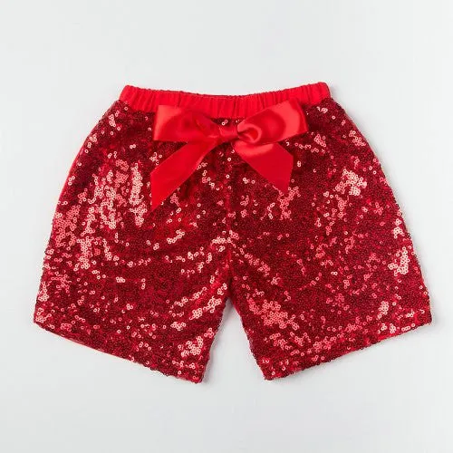 Baby Girls Shorts Golden Sequin Shorts With Bow Summer Children Girls Shiny Short Pants