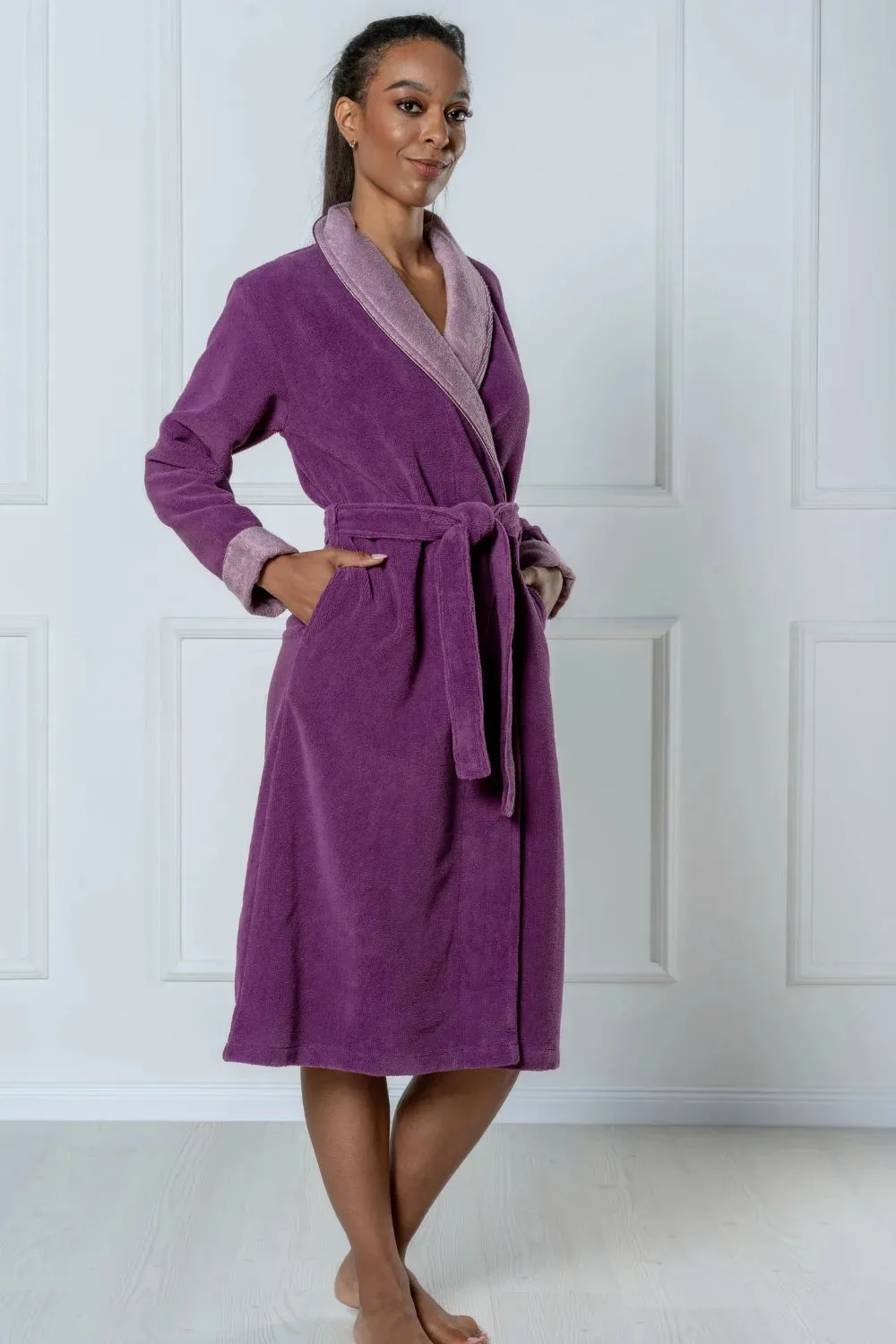 Bamboo Blend Luxe Contrast Shawl Collar Bathrobe