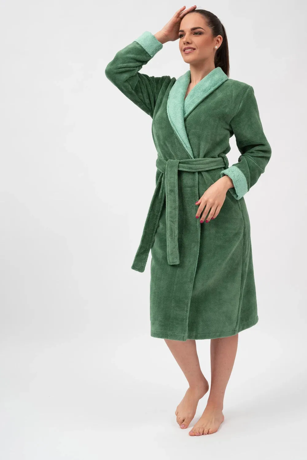 Bamboo Blend Luxe Contrast Shawl Collar Bathrobe
