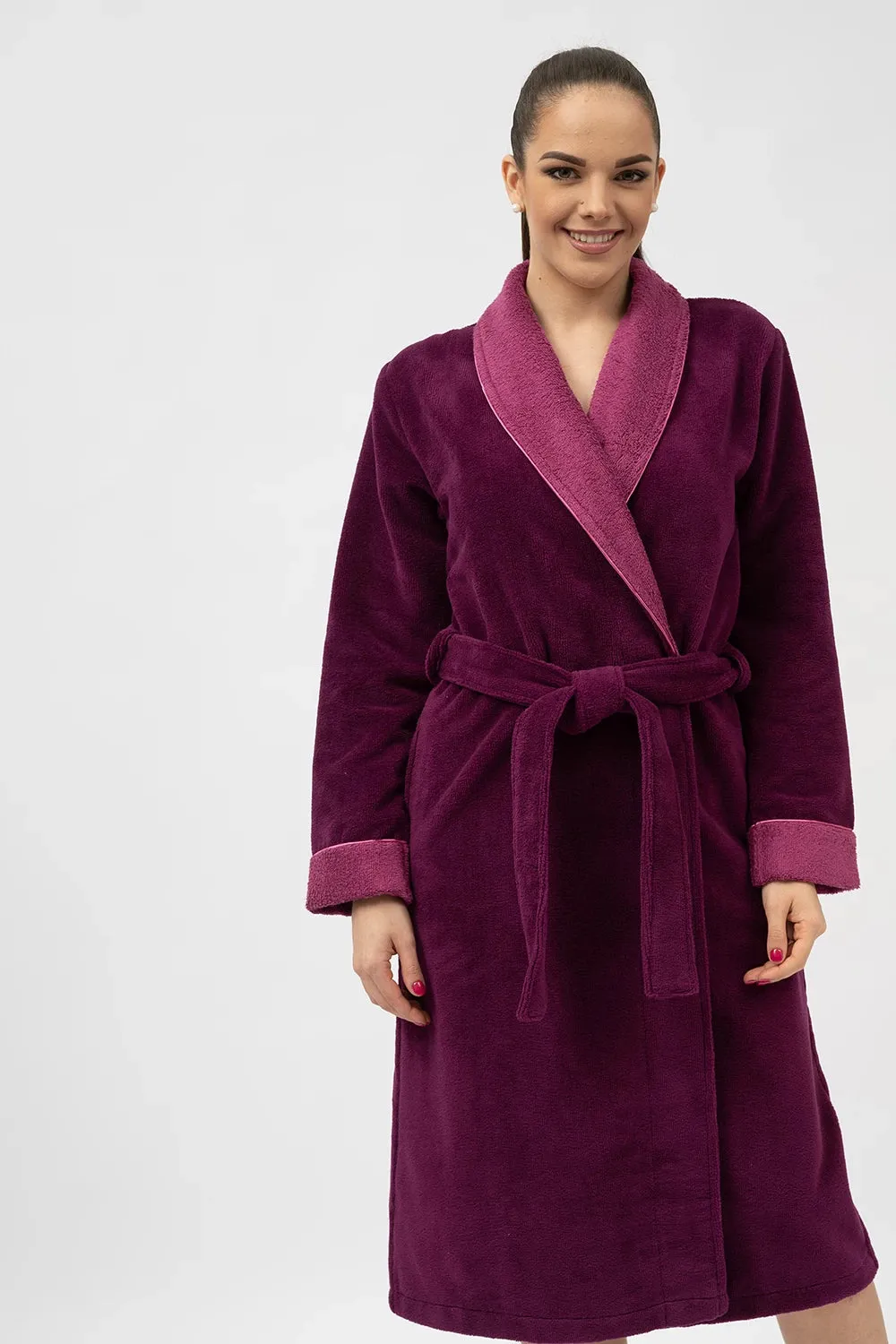 Bamboo Blend Luxe Contrast Shawl Collar Bathrobe
