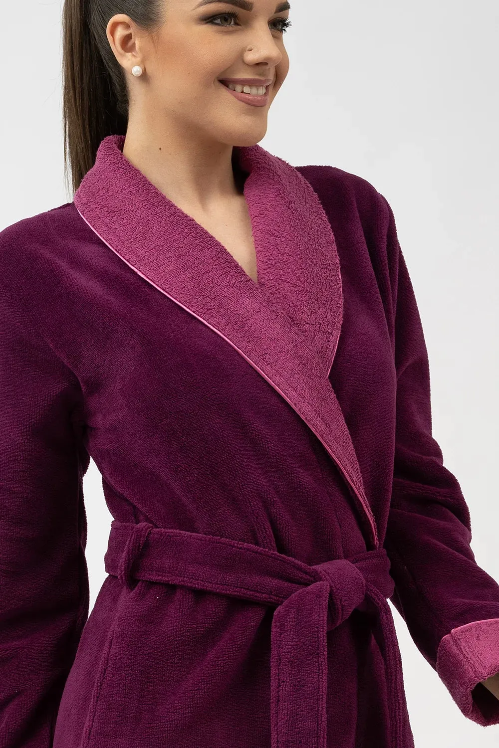 Bamboo Blend Luxe Contrast Shawl Collar Bathrobe