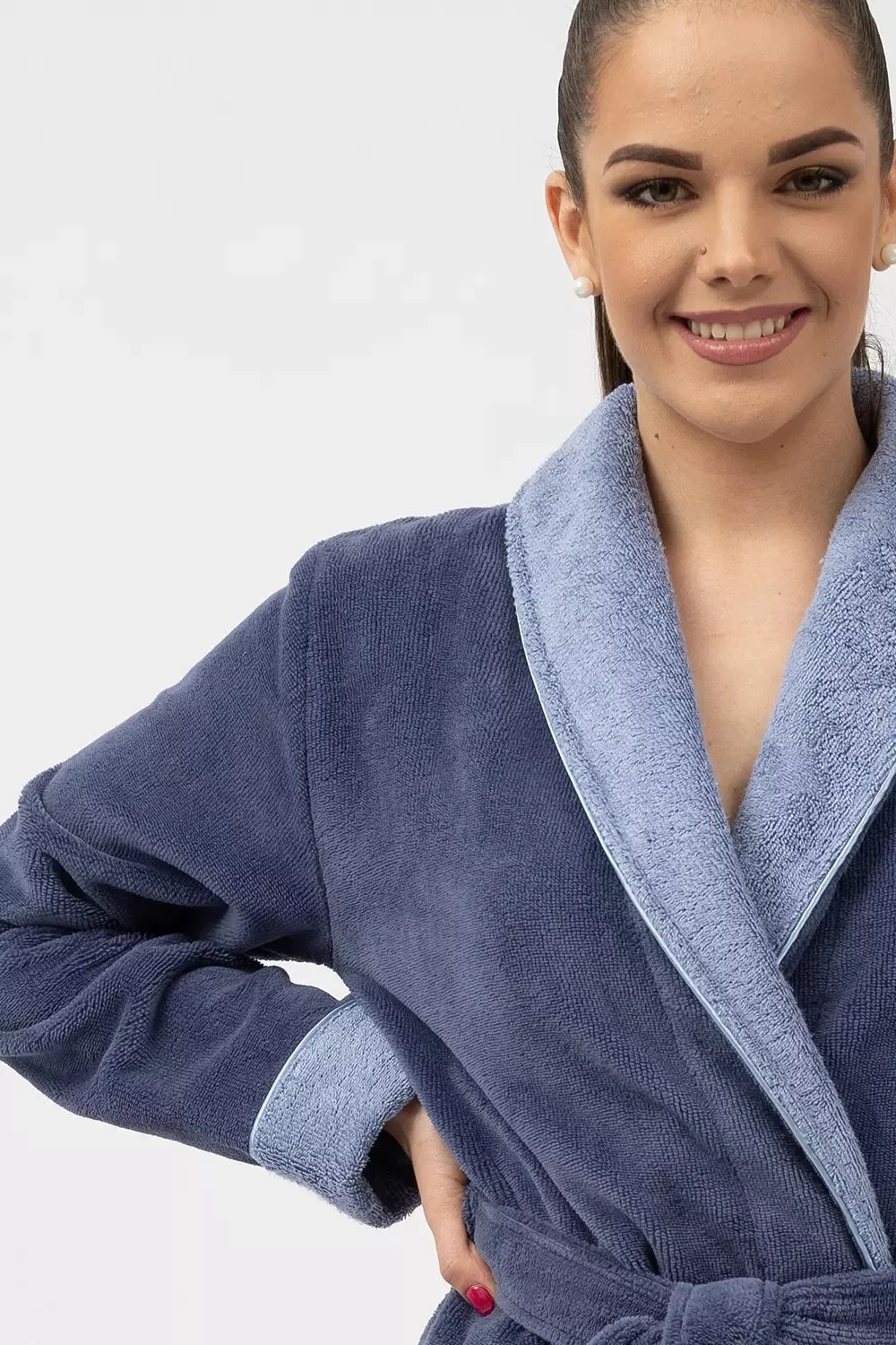 Bamboo Blend Luxe Contrast Shawl Collar Bathrobe