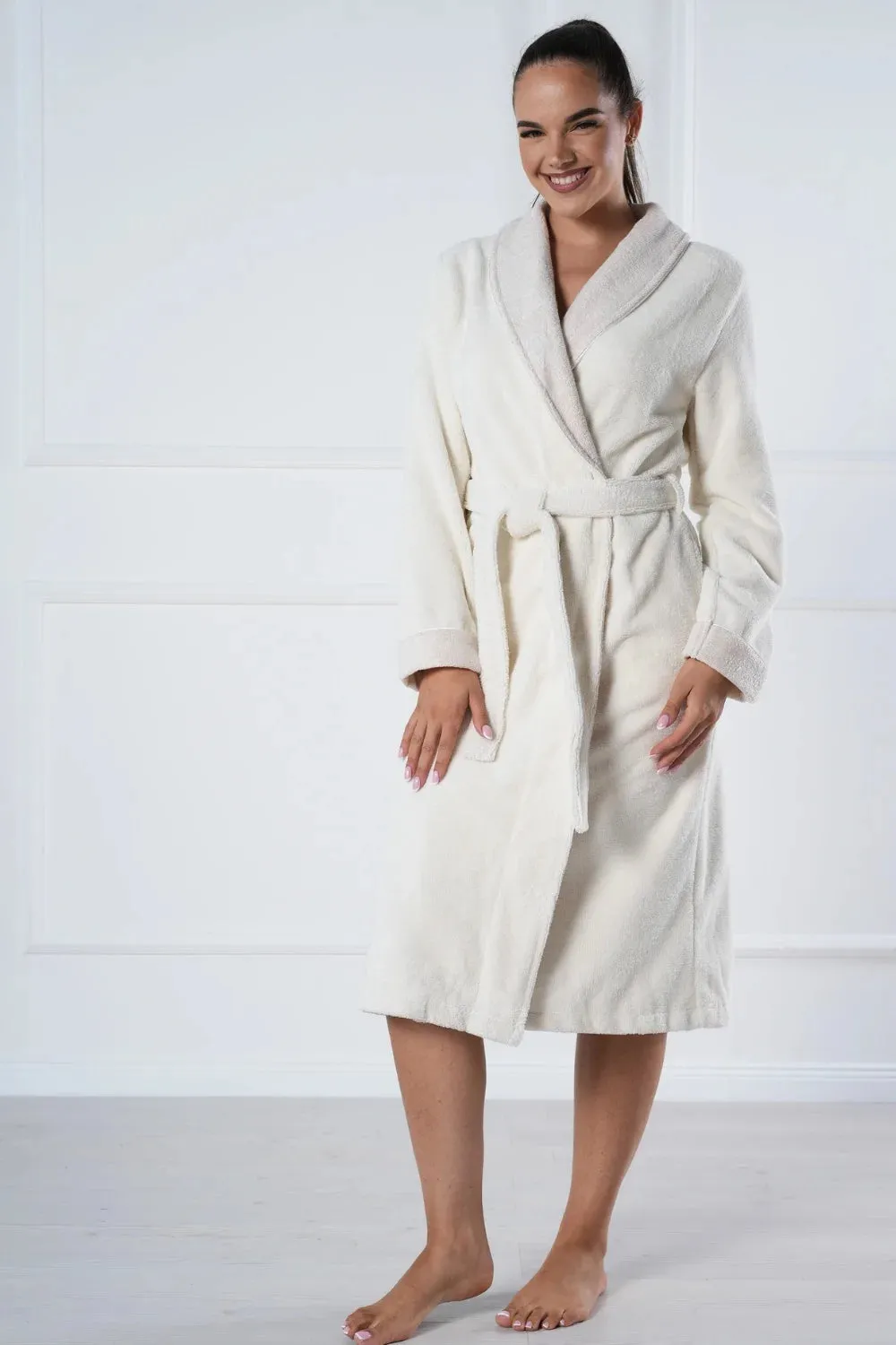 Bamboo Blend Luxe Contrast Shawl Collar Bathrobe