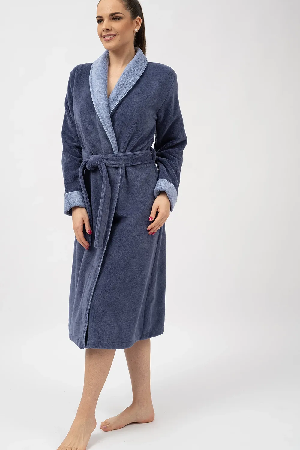 Bamboo Blend Luxe Contrast Shawl Collar Bathrobe