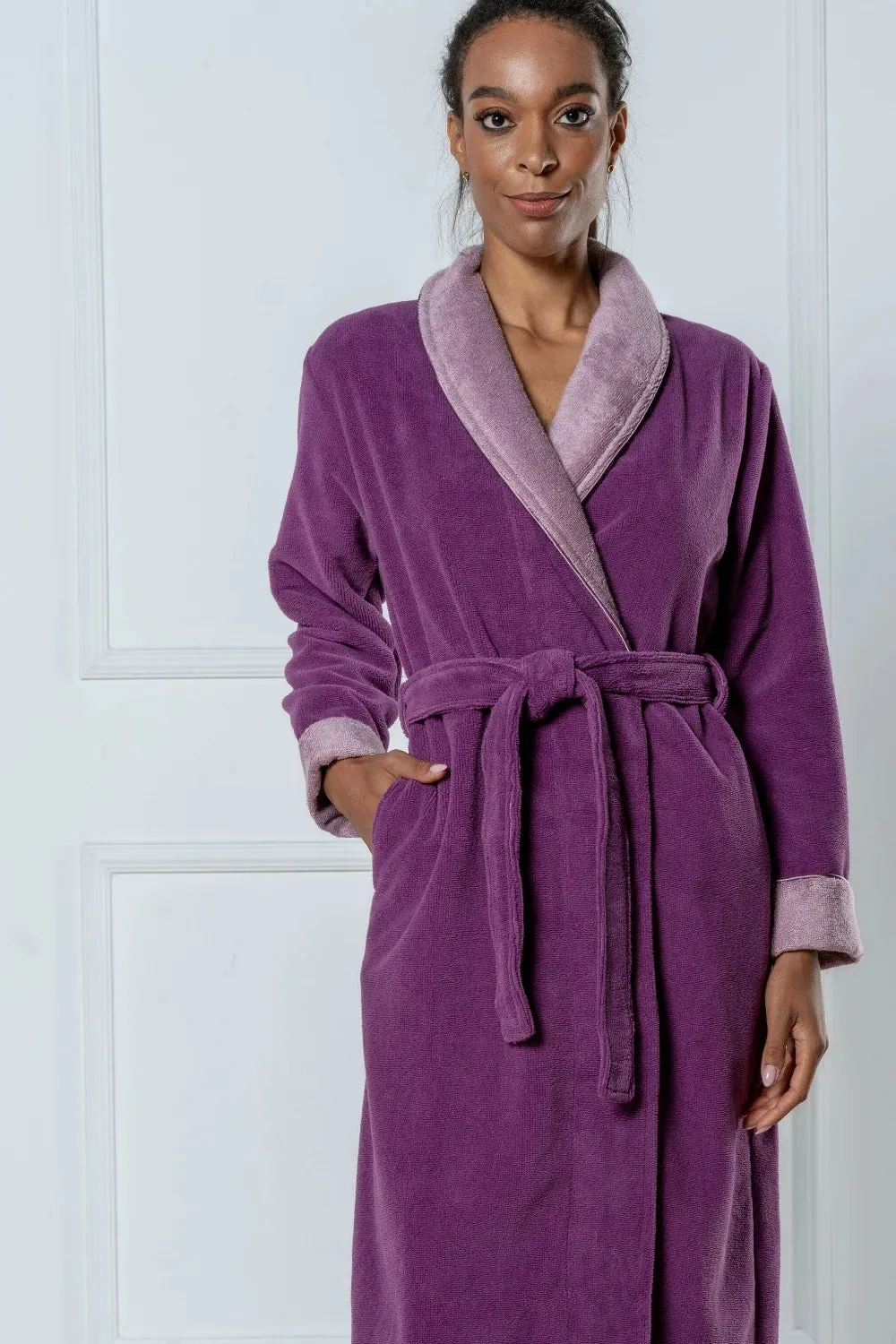 Bamboo Blend Luxe Contrast Shawl Collar Bathrobe