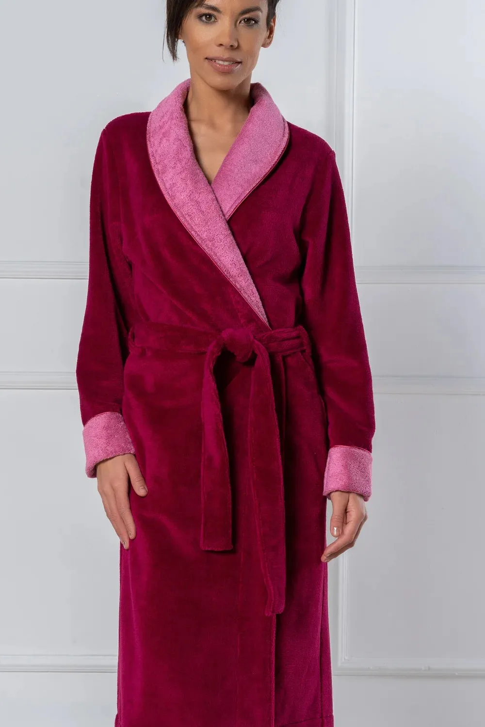 Bamboo Blend Luxe Contrast Shawl Collar Bathrobe
