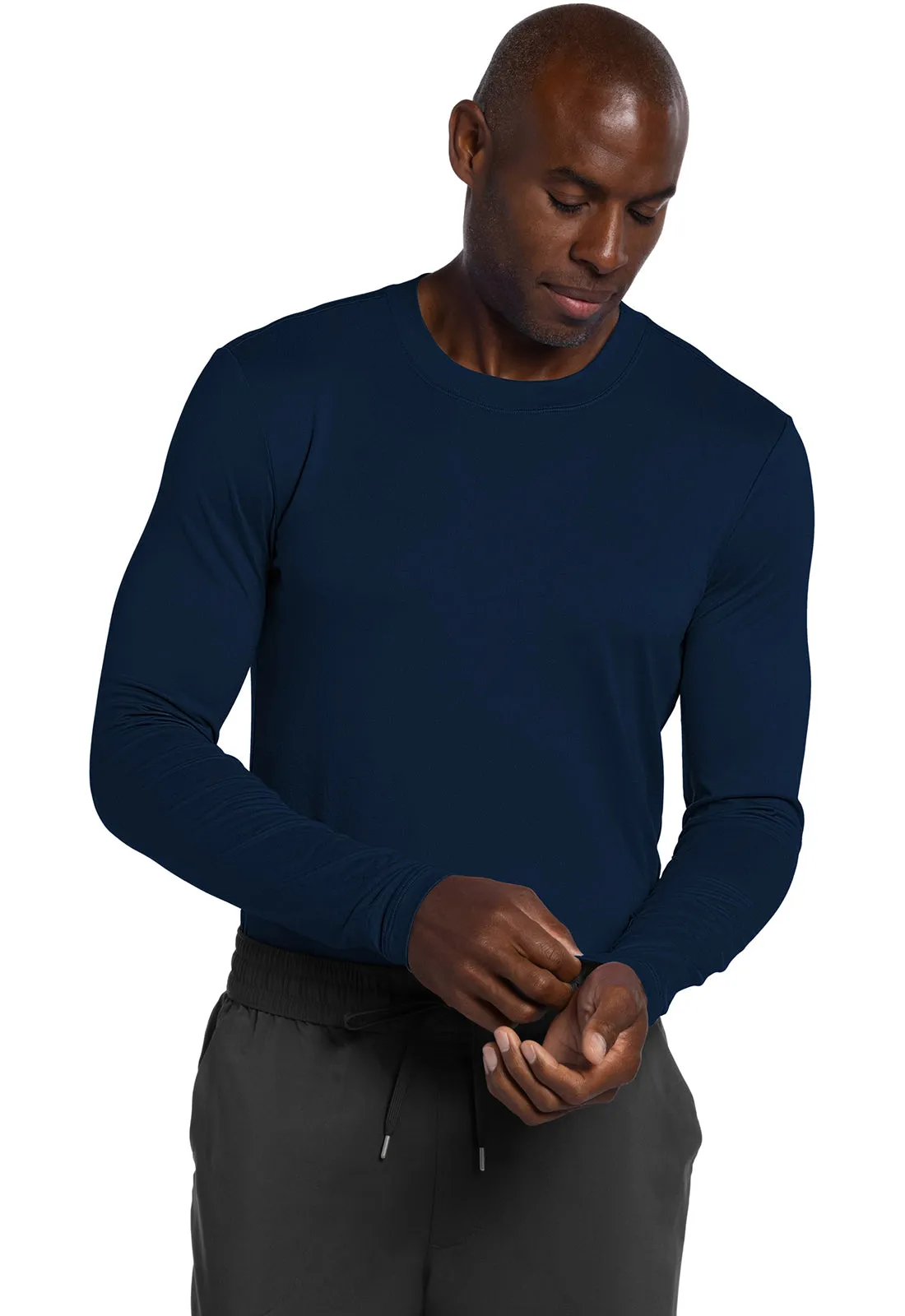 Basics CK807 Men's Long Sleeve Underscrub Knit Tee Navy