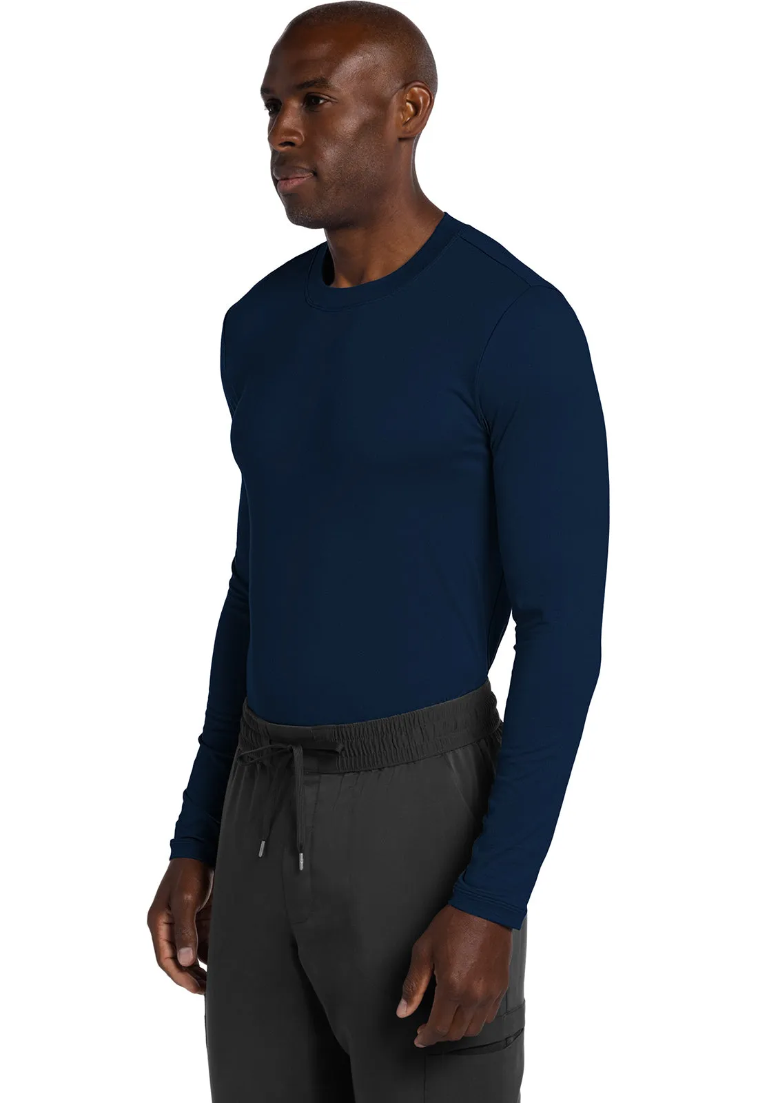 Basics CK807 Men's Long Sleeve Underscrub Knit Tee Navy