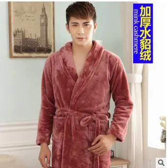 Bath Robe Female Lovers Coral Fleece 9 Colors Night Gown Spa Bathrobe Unisex Bath Robe Women Long Sleeve Womens Gowns