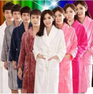 Bath Robe Female Lovers Coral Fleece 9 Colors Night Gown Spa Bathrobe Unisex Bath Robe Women Long Sleeve Womens Gowns