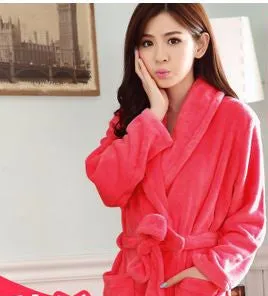 Bath Robe Female Lovers Coral Fleece 9 Colors Night Gown Spa Bathrobe Unisex Bath Robe Women Long Sleeve Womens Gowns