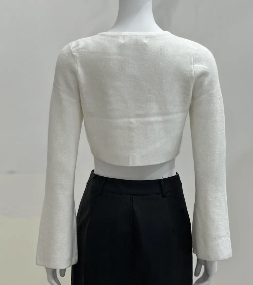 Bell Sleeve Bow Cropped Top