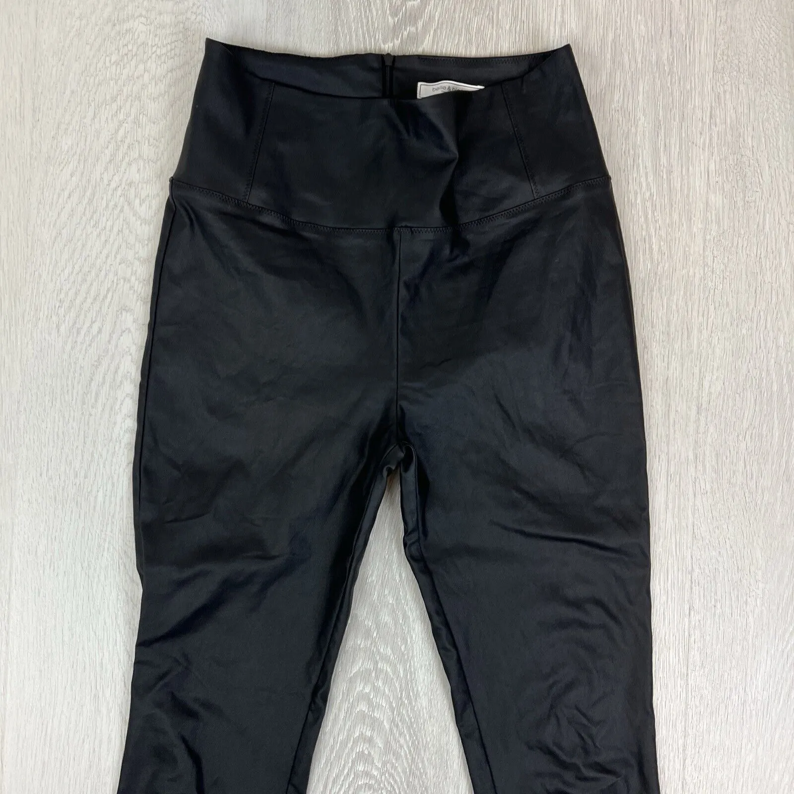 Belle & Bloom Womens Black Faux Leather High Waisted Leggings Size Small