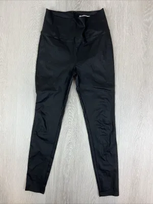 Belle & Bloom Womens Black Faux Leather High Waisted Leggings Size Small