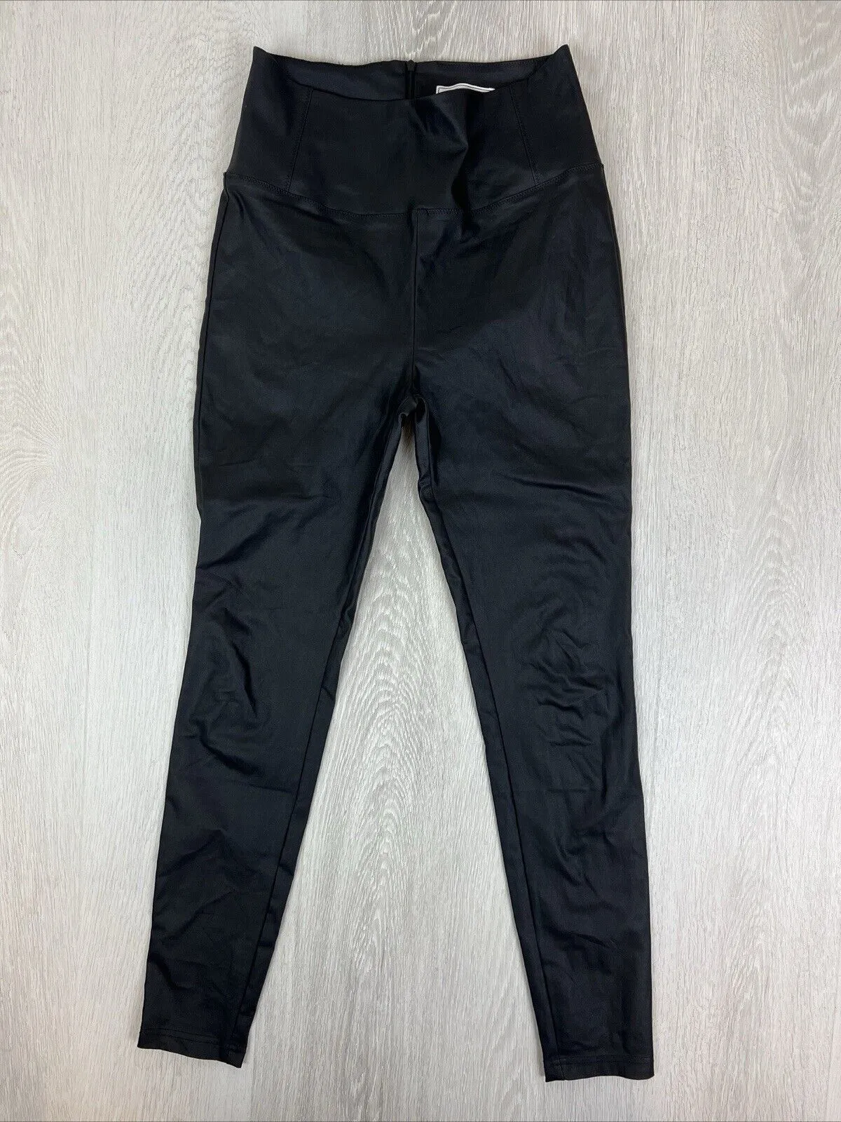 Belle & Bloom Womens Black Faux Leather High Waisted Leggings Size Small