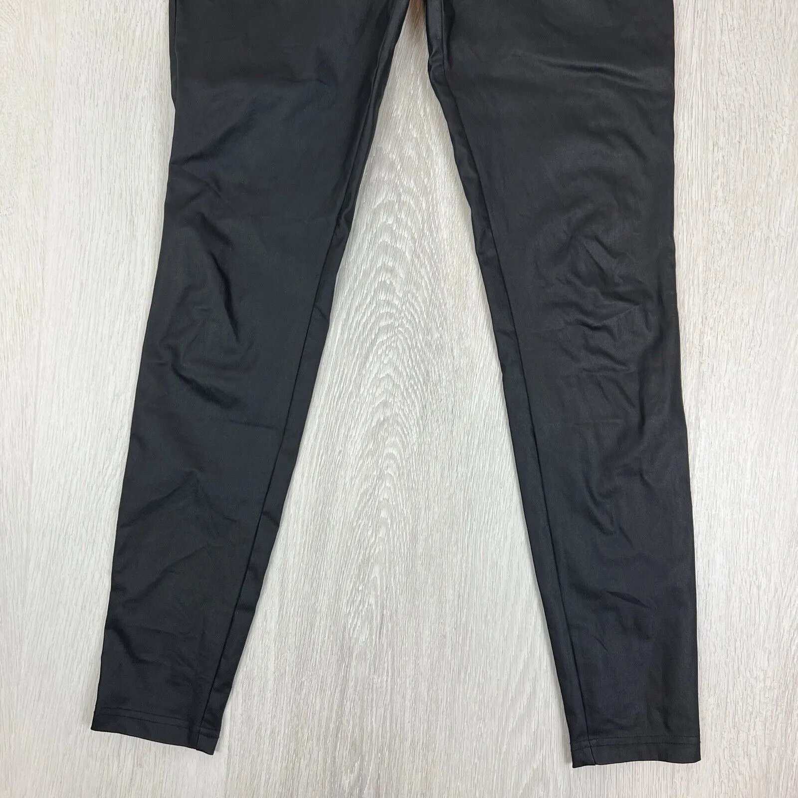 Belle & Bloom Womens Black Faux Leather High Waisted Leggings Size Small