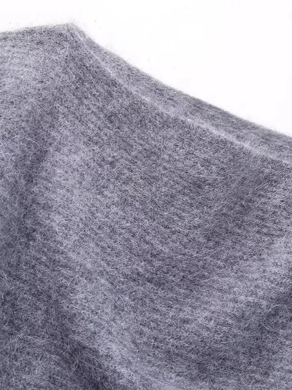 BerryBetty - Women's Style Asymmetrical Knitted Sleeve Long Sleeve, One Sleeve Sweater top