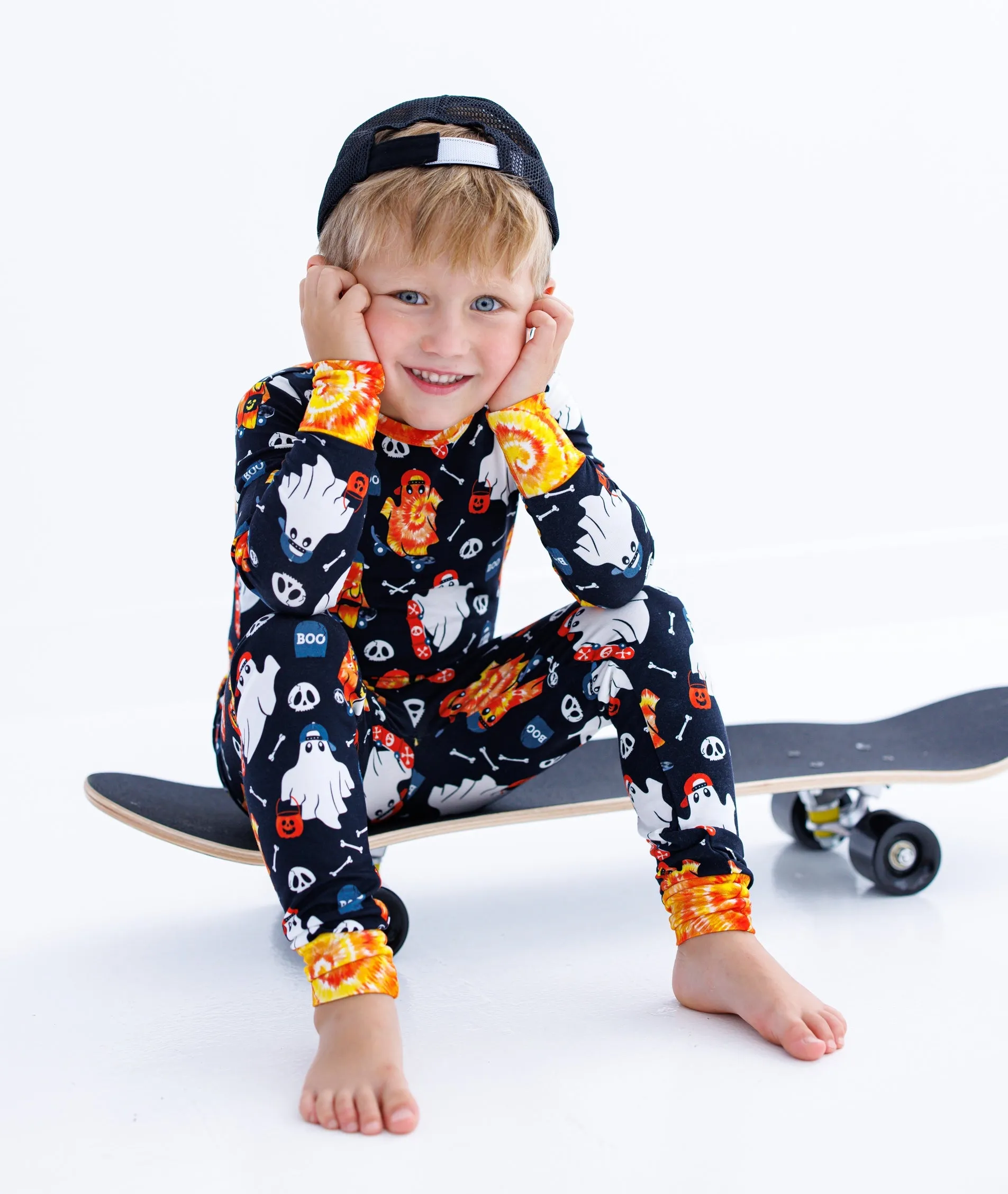 Birdie Bean Austin Tie Dye Ghost Halloween 2-piece Long Sleeve Pajamas