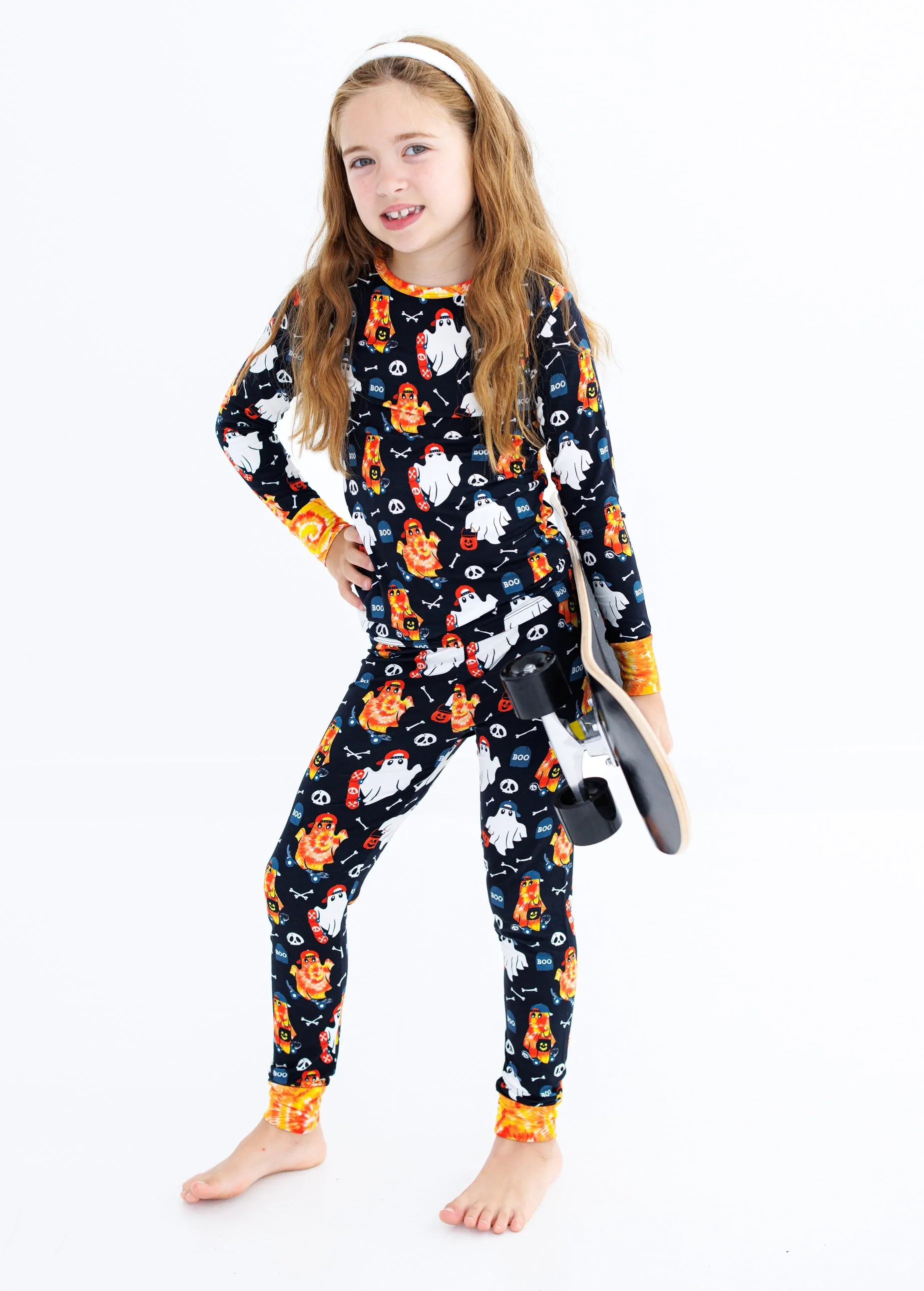 Birdie Bean Austin Tie Dye Ghost Halloween 2-piece Long Sleeve Pajamas