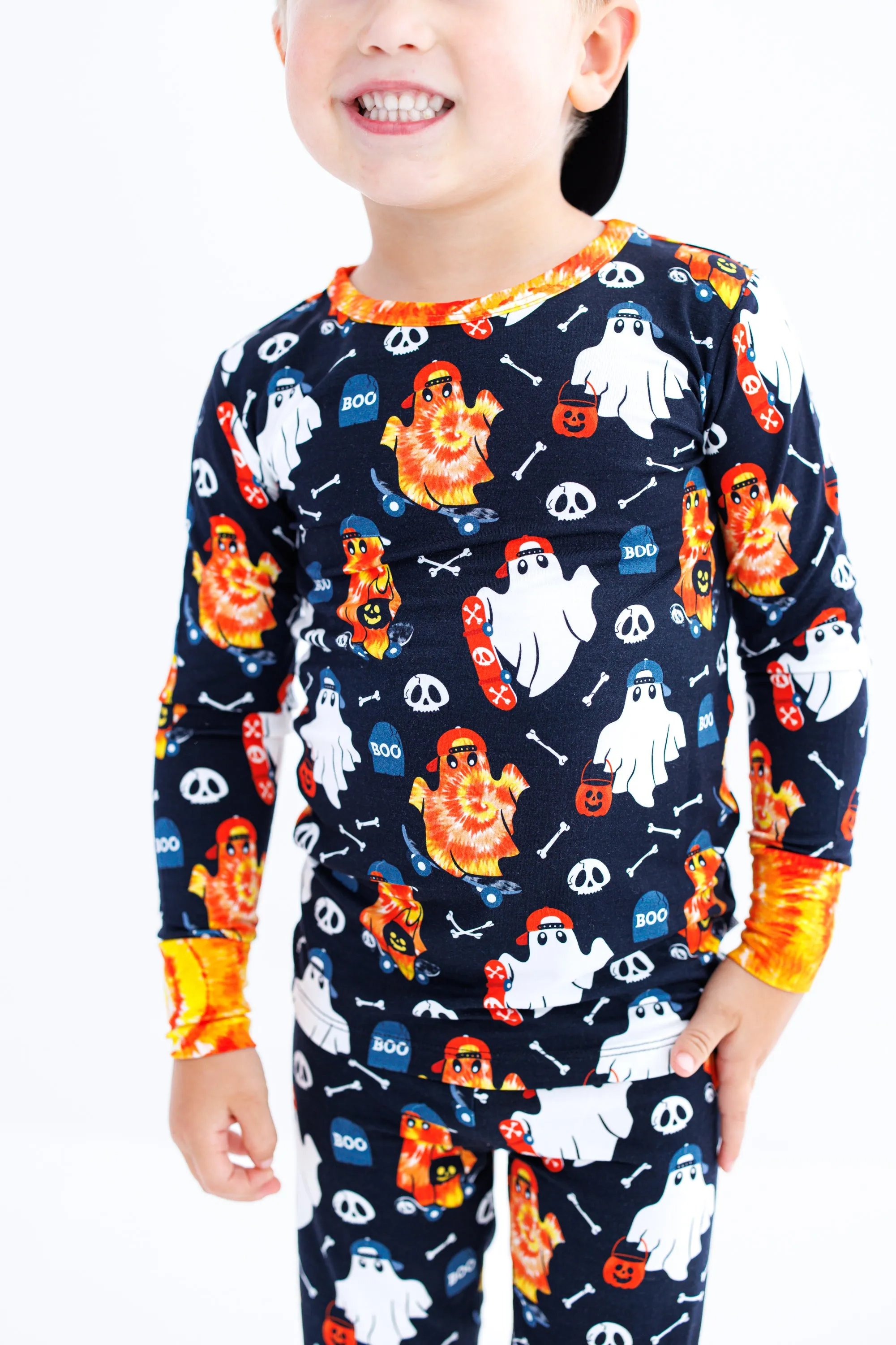 Birdie Bean Austin Tie Dye Ghost Halloween 2-piece Long Sleeve Pajamas