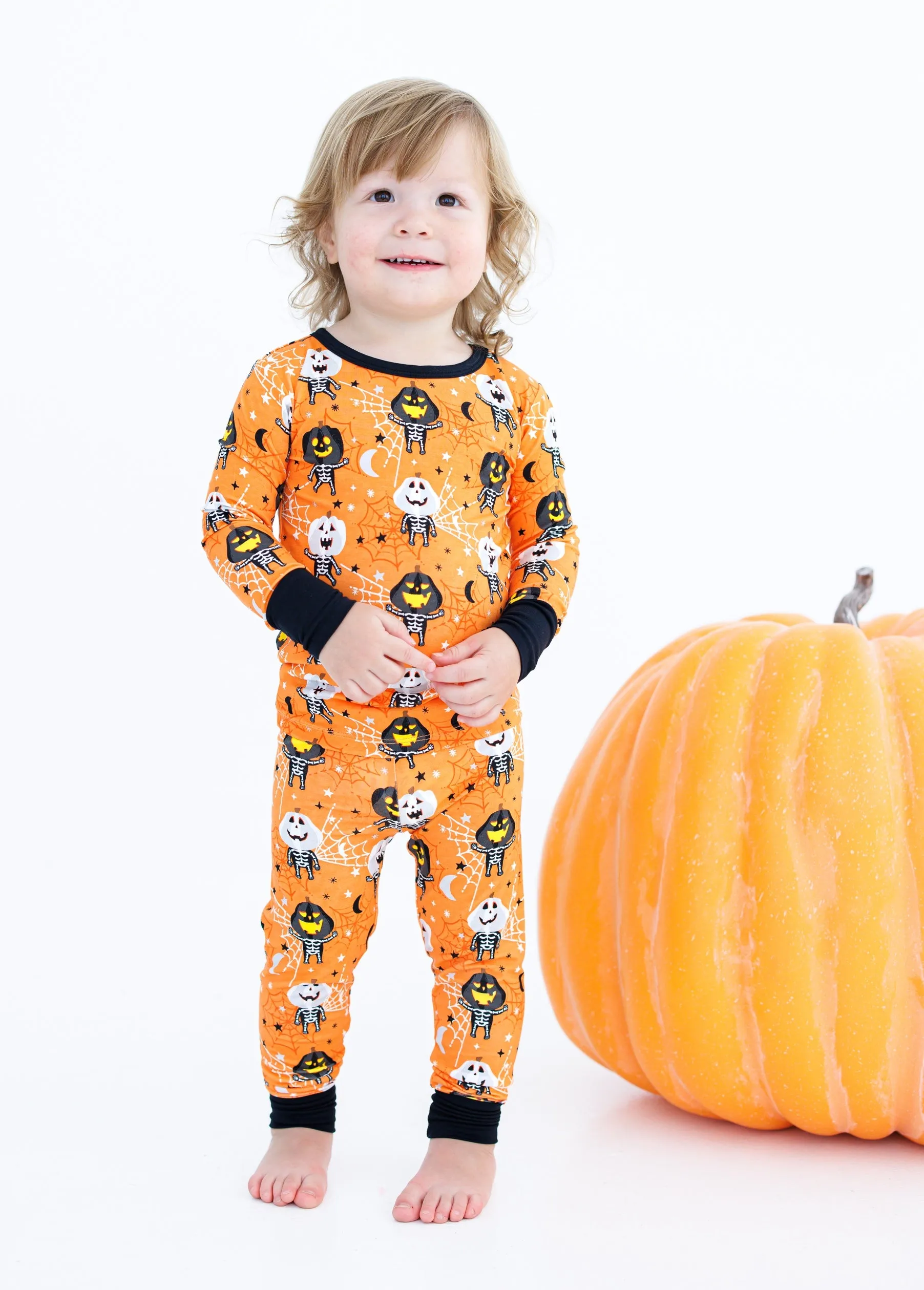 Birdie Bean Michael Glow in the Dark Pumpkin 2-piece Long Sleeve Pajamas