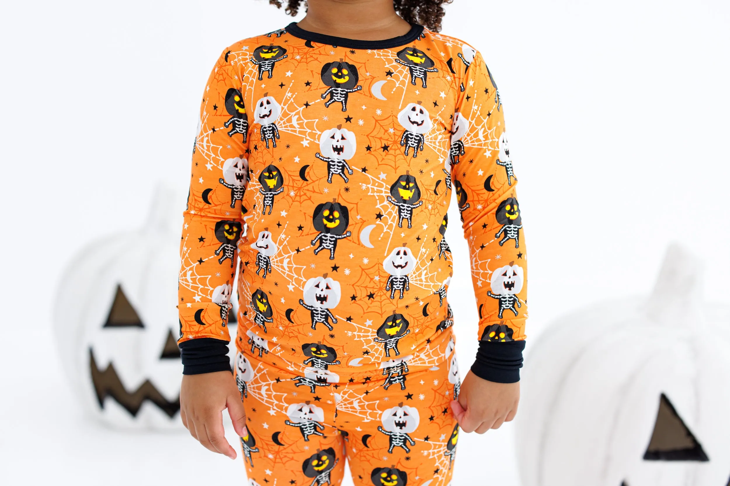 Birdie Bean Michael Glow in the Dark Pumpkin 2-piece Long Sleeve Pajamas