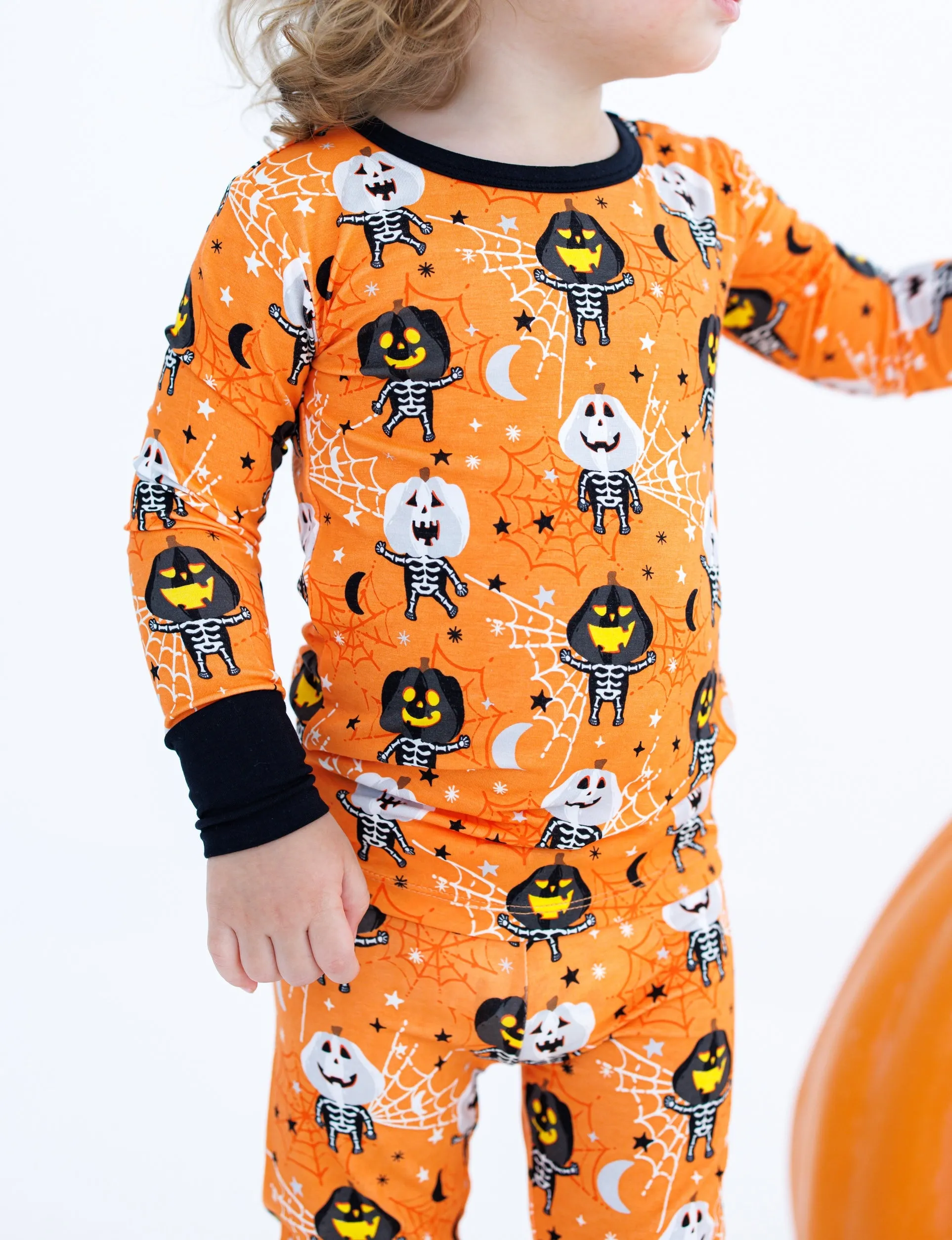 Birdie Bean Michael Glow in the Dark Pumpkin 2-piece Long Sleeve Pajamas