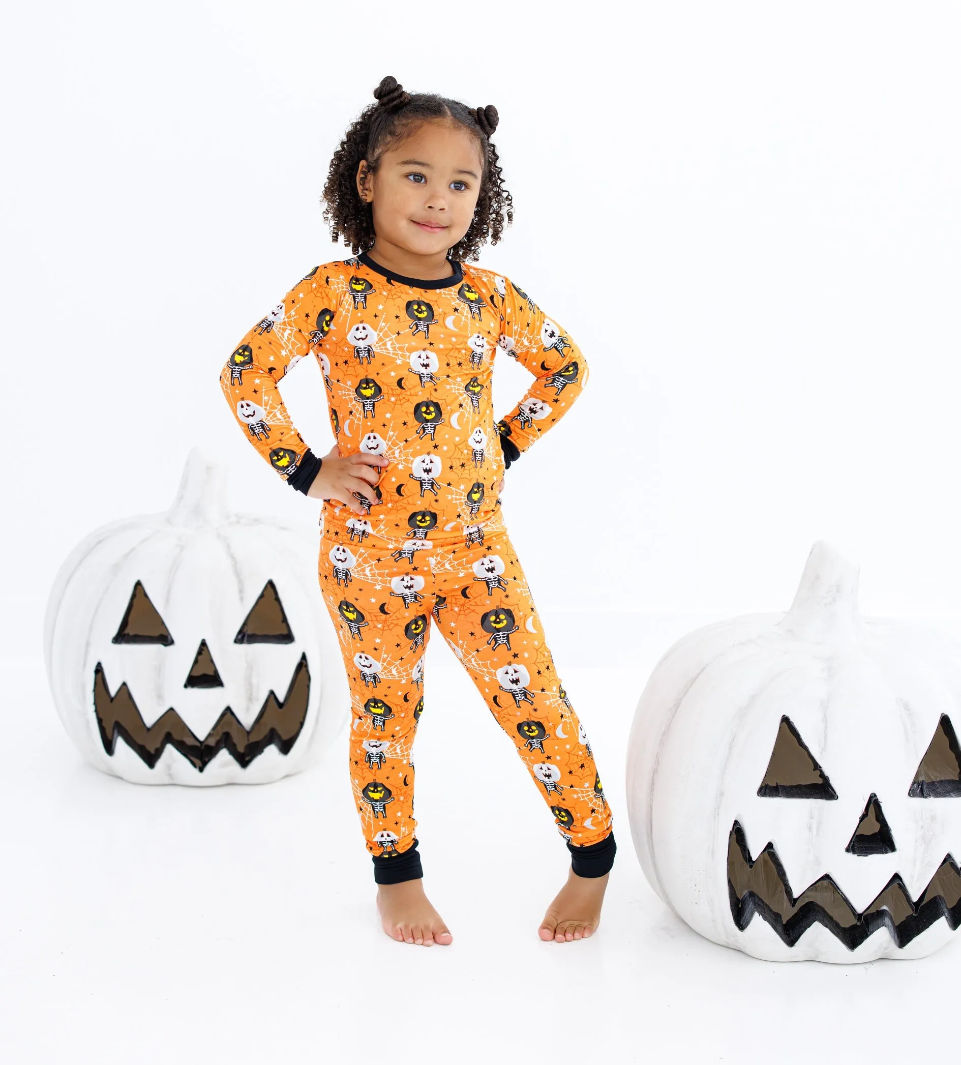 Birdie Bean Michael Glow in the Dark Pumpkin 2-piece Long Sleeve Pajamas