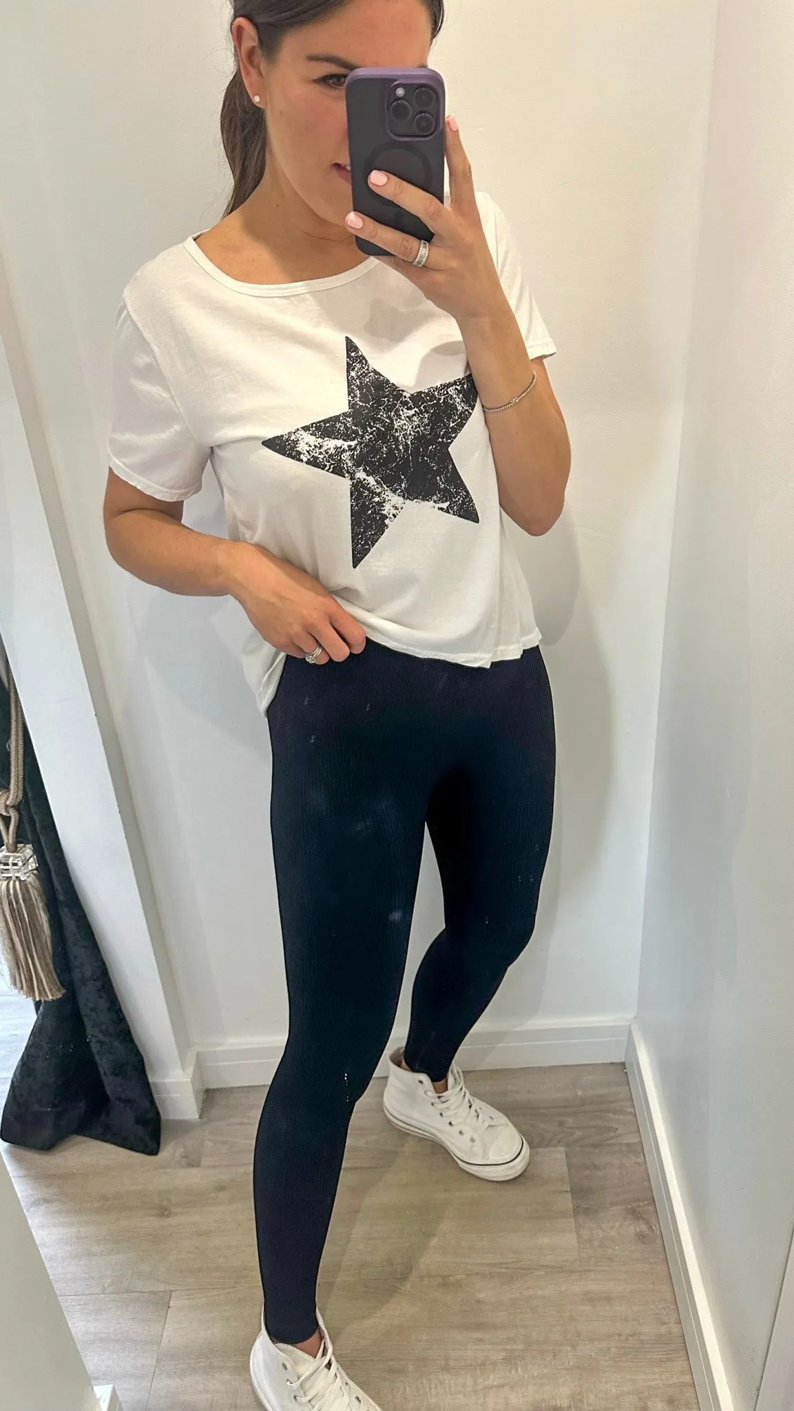BLACK RIBBED SEAM FREE LEGGINGS