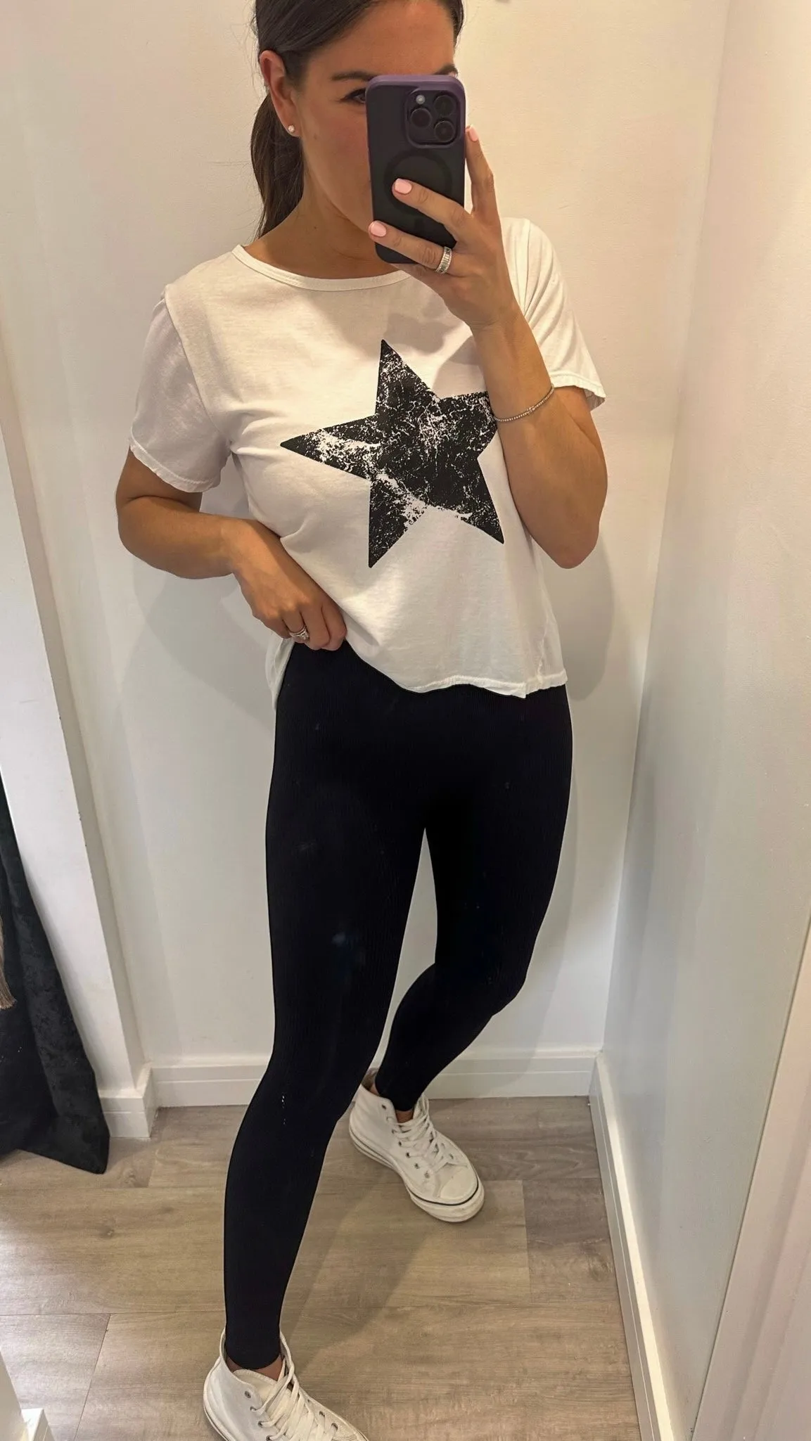 BLACK RIBBED SEAM FREE LEGGINGS